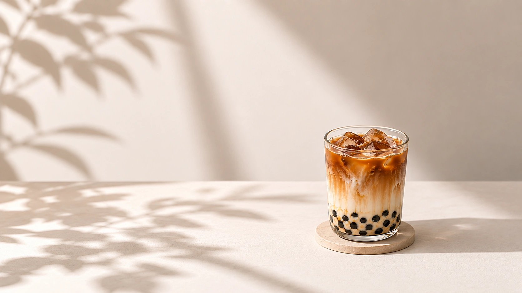 Iced bubble milk tea prepared with Welong instant boba pearls